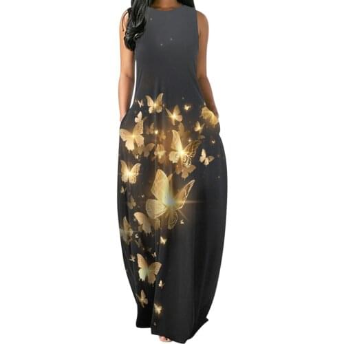 Vestido De Mujer Women Summer Flower Print Sleeveless Plus Size Pullover Long Dresses 2021 Robe Longue