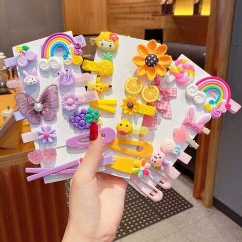 10/20Pcs Set New Girls Cute Colorful Cartoon Flower Hairpins Kids Sweet Hair Clips Barrettes Headband Fashion Hair Accessories