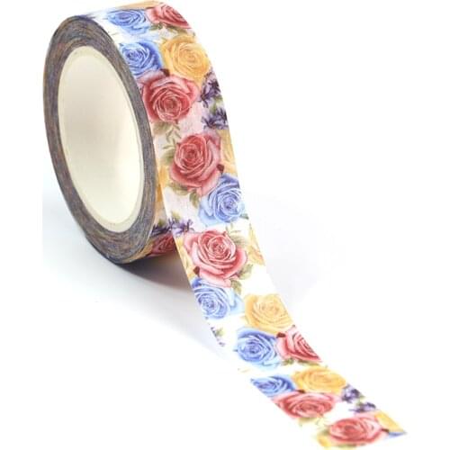 10pcs/lot 15MM*10M New Valentine Colorful Flowers Decorative Washi Tape DIY Scrapbooking Masking Tape School Office Supply