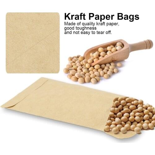 100pcs Kraft Paper Bags Corns Wheat Rice Seeds Packaging Powerful Bag Envelop Style Kraft Bags