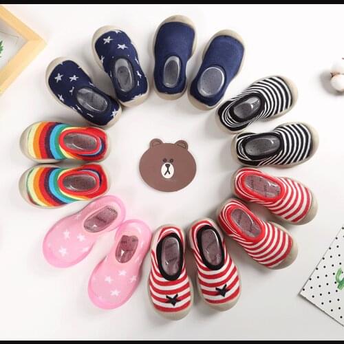 2021 New Winter Baby Girl Socks Toddler Home Shoes Non-slip Cartoon Kids Floor Socks Children Soft Rubber Soled Slippers