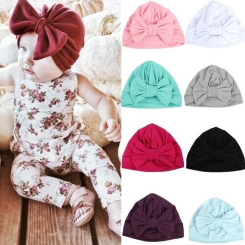 2019 Newborn Hat Cute Sweet Knotted Hat Baby Boys And Girls Hats Fashion soft Cotton Solid Color Series Kids