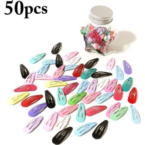 50Pcs/Lot Solid Color Creative Snap Hair Clips Solid Color Snap Hair Pin Snap Hair Barrette For Girl Women Hair Accessories