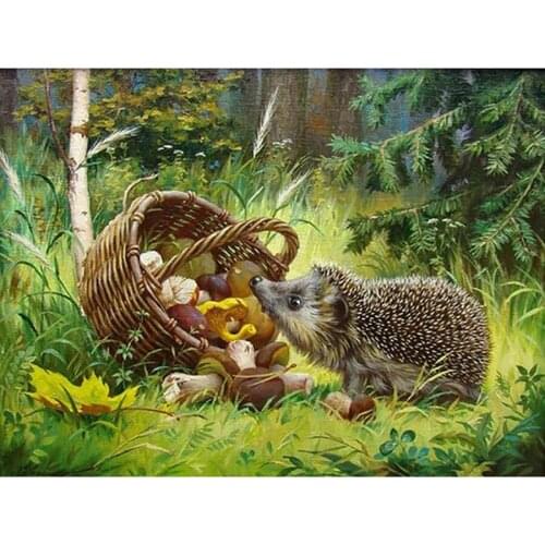5D Diamond Painting Hedgehog Rhinestone Pictures Animals Diamond Embroidery Cross Stitch Kit Mosaic Art Home Decor