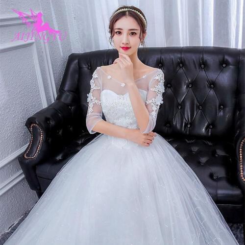 AIJINGYU 2021 marriage Customized new hot selling cheap ball gown lace up back formal bride dresses wedding dress FU232
