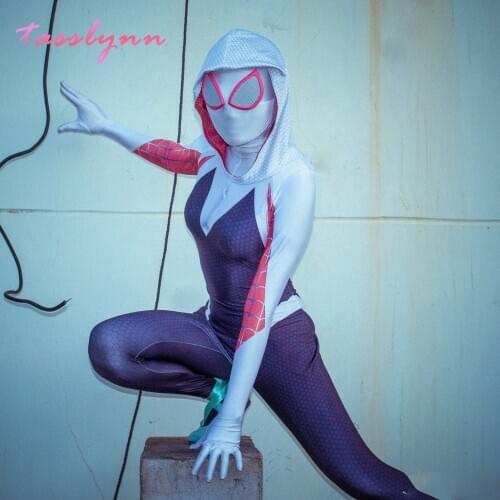 Anime Cosplay Gwenom Costume Sexy Gwen Stacy Cosplay Halloween Costumes for Women Superhero Spider Girls Tights Suit
