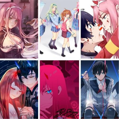 Anime Posters FranXX HIRO ZERO TWO ICHIGO GORO Retro Nordic Botanical Print Canvas Painting Wall Art Decor Picture Home Decor