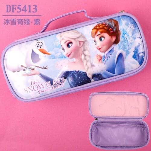 Disney Frozen pencil case cartoon waterproof and easy to wipe three-layer large-capacity cute stationery box handbag gift