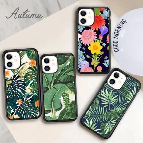Tropical Plants Leaf Phone Case for iPhone 11 12 Pro Max mini X XR XS SE 2020 5 6S 7 8 Plus Samsung Galaxy S8 S9 S10 Cover shell
