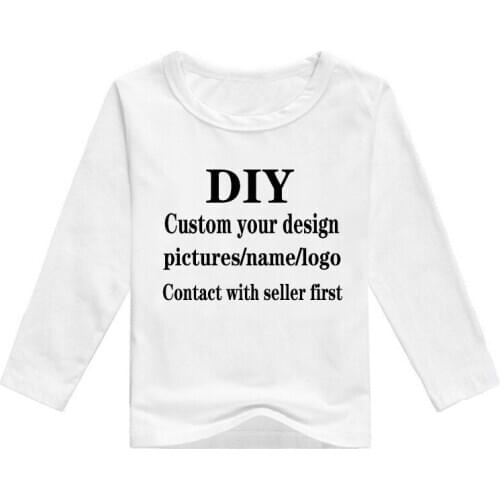 Kids Long Sleeve T Shirt Baby Custom Your Own Design T-Shirt Boys/Girls DIY Clothes,Contact With Seller First