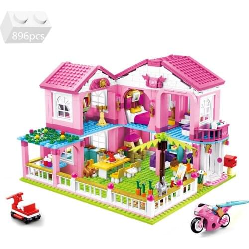 City House Big Garden Villa Castle Building Blocks Kit Bricks Girls Friends Princess Dolls Creator DIY Kids Toys For Children