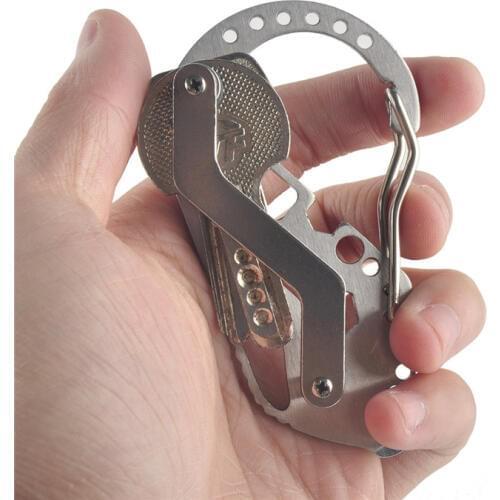 EDC gear stainless steel compact multifunction key chain holder clamp cilp key organizer outdoor camping hiking travel kits tool