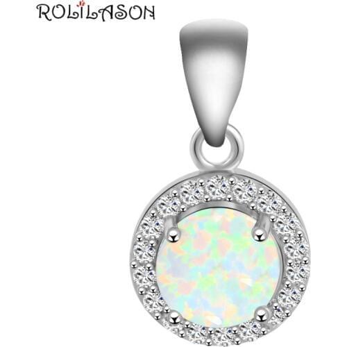 Statement necklace for women Shining Zirconia White Fire Opal Silver Stamped Necklace Pendants Fashion jewelry OP557