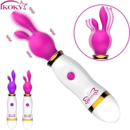 IKOKY Rabbit Vibrator Female Masturbation 12 Speed Adult Products Clitoris Stimulate AV Stick Vibrator Sex Toys for Woman