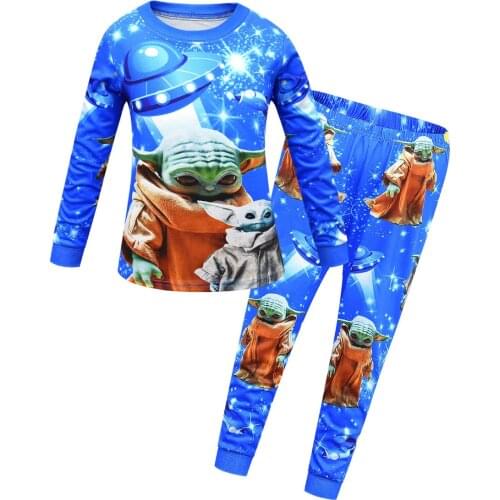 Mandalorian Baby Yoda Clothing Set Big Child Homewear Boys Pajamas Set Kids Bottoming T-shirt Sleepwear Anime Cosplay Costumes