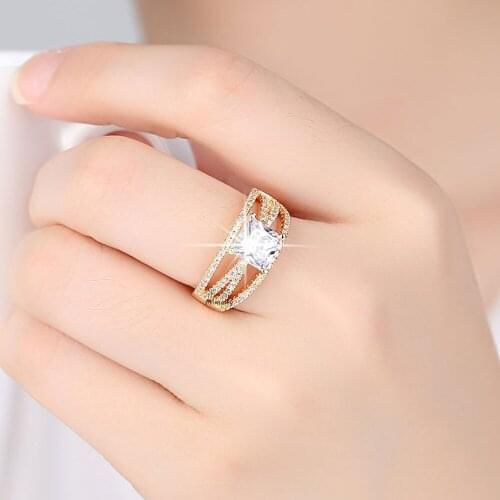 Fashion Female wedding Rings For Women charming Cubic Zirconia ring Trendy Rose Gold Sliver Color Ring