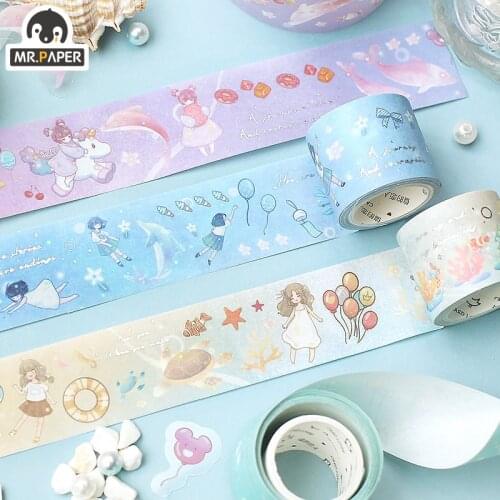 Mr.Paper 8 Designs 30mm*3m Dream Cruise Series Hot Silver Creative Hand Account Decor Basic Material Collage Single Washi Tape