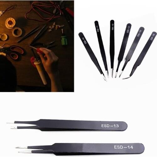 Tweezers Set Tweezer Set Anti-Static Stainless Steel Tweezers Used for Extensions Craft Jewelry Soldering Electronics 85AC