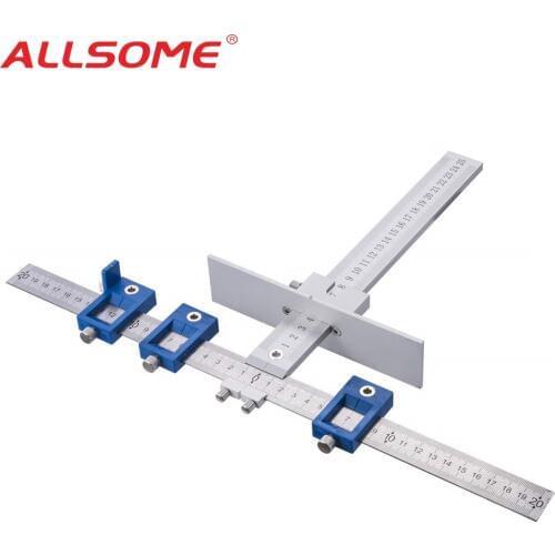 ALLSOME Aluminum Alloy Drill Guide Sleeve Cabinet Hardware Jig Drawer Pull Wood Drilling Dowelling Tools Set