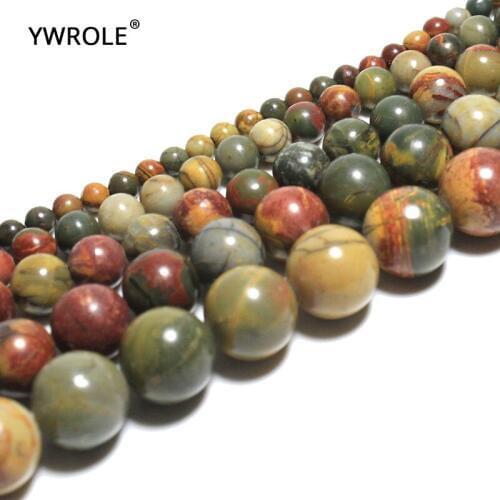 Natural Colorful Picasso Round Shape Natural Stone Beads For Jewelry Making DIY Bracelet 4/6/8/10/12 mm Strand15''Wholesale Lots