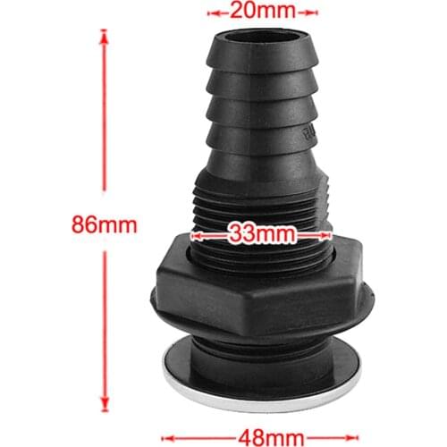 Nylon Plastic Thru Hull Bilge Fitting Stainless Steel Rim Bilge Pump