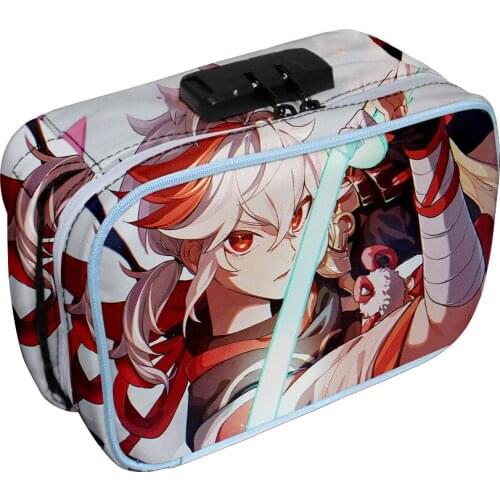2021 New Genshin Impact Kaedehara Kazuha Portable Storage Carrying Stratification Password Lock Zipper Box Women Makeup Bag
