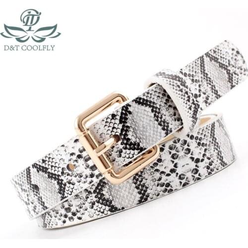 D&T 2021 New Fashion Belt Men Women Serpentine Style Metal Alloy Pin Buckle High Quality PU Material Casual Trend Style Waist