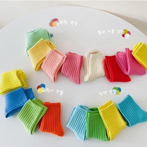 Autumn Kids Candy Bright Color Socks Cotton Boys And Girls Baby Cute Socks