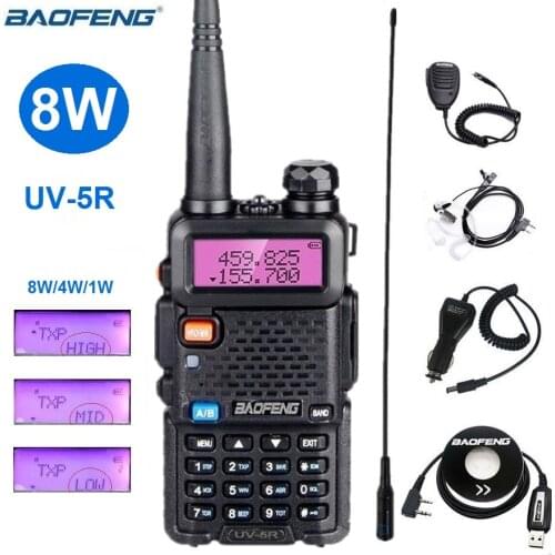 Baofeng UV 5R Powerful 8W Walkie Talkie VHF UHF Dual Band Two Way Radio Scanner UV5R Ham Radio Station Amateur Transceiver