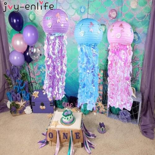 Mermaid Wishes Hanging Jellyfish Paper Lanterns Little Mermaid Themed Under The Sea Ocean Birthday Party Decorations for Girls