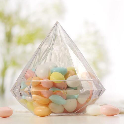 20pcs Clear Plastic diamond candy chocolate holder container For baby birthday Favors Gift packaging Boxes sweet children toy