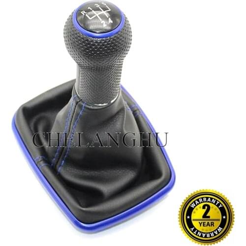 For Volkswagen VW Golf 4 IV MK4 R32 Bora Jetta 1998-2004 5/6 Speed Blue Gear Shift Knob Shifter Gaitor Boot 23mm Insert Hole