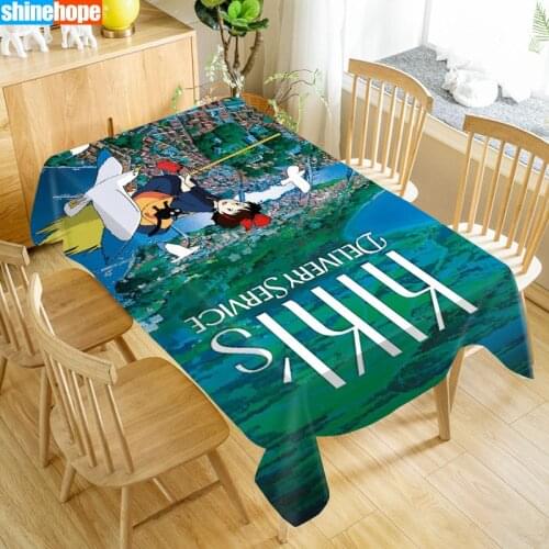 Kikis Delivery Service Book Tablecloth Waterproof Fabric Rectangular Dust-proof Table Cover For Party 140X250cm