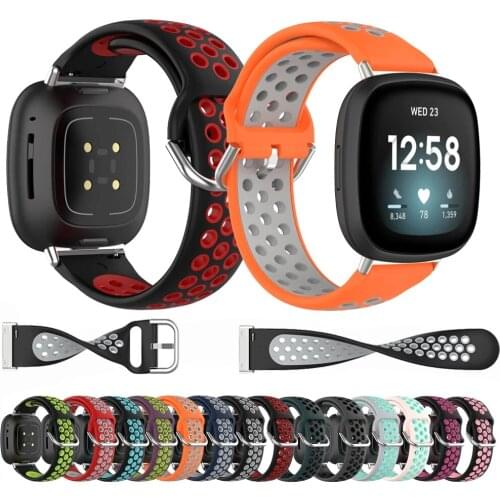 Sports Strap Soft Silicone Double Color Fashion Breathable Wrist Band Wristwatch Bracelet for Fitbit Versa3/Sense