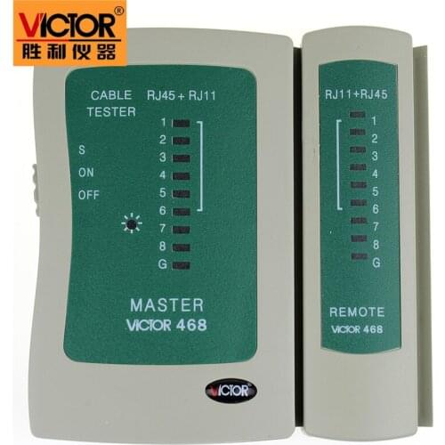 VICTOR VC468 Network Cable Tester RJ45 + RJ11 Telephone Line Detection Patrol Device Finder Network Management Tools