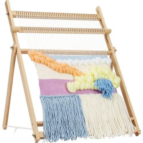 Tapestry Knitting Machine Weaving Loom with Stand Solid Wood Arts & Crafts Weaving Frame Loom Beginner Supplies