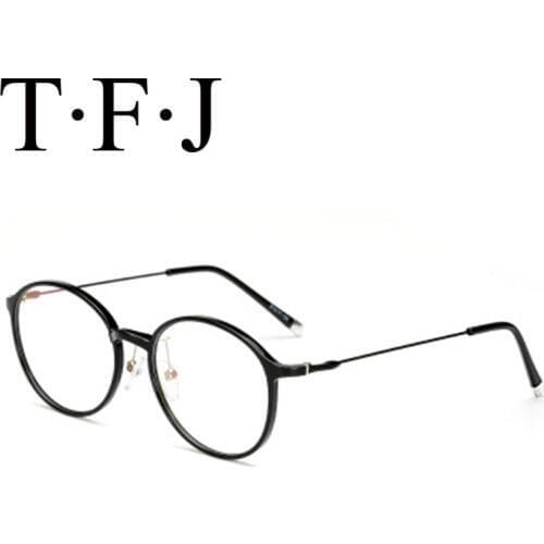 Korean Version Ultralight Glasses Frame Women Clear Lens Retro Metal Big Round Optic Myopia Eyeglasses Full Frame For Male