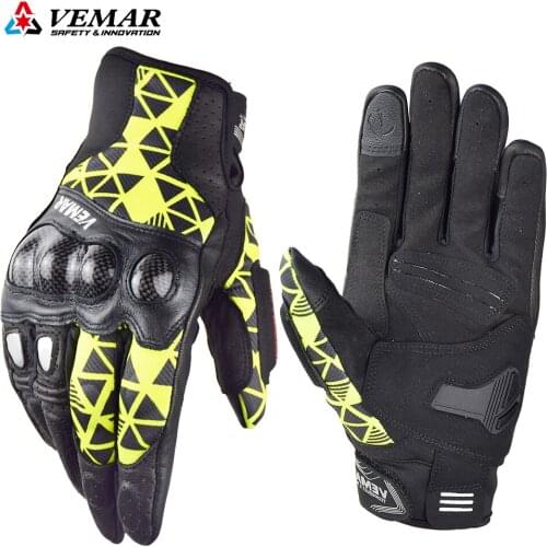 Vemar Motorcycle Gloves Men Carbon Fiber Leather Motorcross Dirt Racing Offroad ATV Riding Scooter Guantes Moto Gloves M-XXL