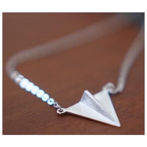 925 Sterling Silver Paper airplane Necklaces & Pendants For Women Fashion Lady Festival Gift Sterling-silver-jewelry