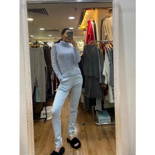 2020 Turtleneck Limited Full Autumn New Knit Suit Woman Fashion Strapless High Neck Cashmere Sweater Trousers Two Sets Of Women