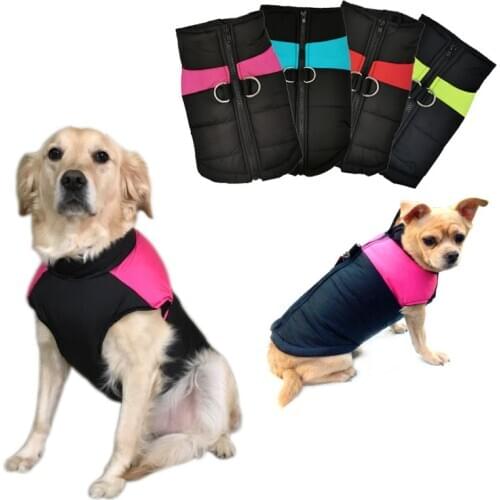 Winter Warm Dog Clothes Waterproof Pet Padded Vest Jacket Zipper Coat For Small Medium Large Dogs Chihuahua Pug Ropa Para Perros