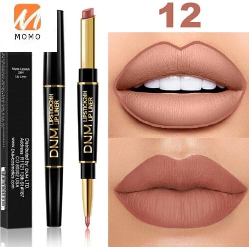 Double-Headed Lipstick Lip Liner Long Lasting Waterproof Moisturizing Matte Moisturizing Non-Decolorizing No Stain on Cup