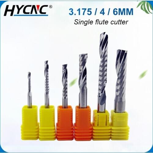 1pc Single-Edged Spiral Milling Cutter Carbide Engraving Knife CNC Engraving Bit PVC Cutter No Burr Woodworking Engraving Tool