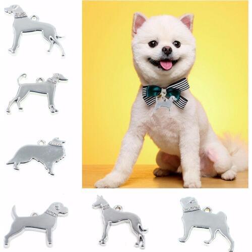 10pcs/Lot Dog Necklace Pendant With Lobster Clasp Hang Charms Dangle Charms For Pet Collar Key Chain Keyrings DIY Accessories