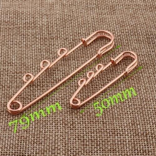 10 PCS Coil Rose Gold Safety Pins Craft Stitch Markers Metal Safety Pins Loops Charms Fasteners-2"/3 1/4"(50mm/80mm)