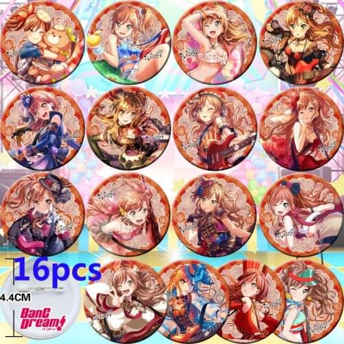 16Pcs Anime BanG Dream! Shirokane Rinko Hikawa Sayo Cosplay Bedge Collect Backpack Bags Badge Button Brooch Pin Souvenir Gift