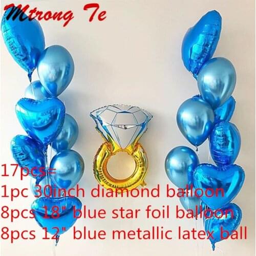 17pcs 18inch Star Foil Helium Balloons 30inch Diamond Metallic Chrome Air Globos Weddind Valentines Day Decoration Suppliers