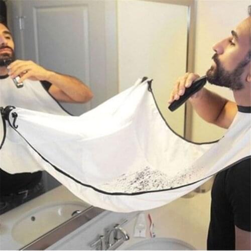 2 Colors Pongee Beard Care Shave Apron Cape Cloth Bib Trimmer Facial Hair Grooming Catcher Beard Mustache Collecter