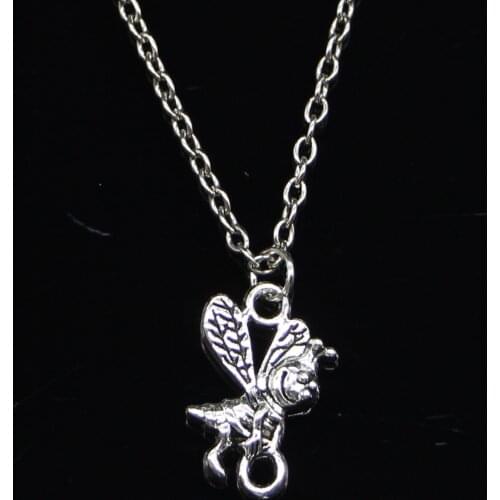 20pcs New Fashion Necklace 19x12mm bee harvest honey Pendants Short Long Women Men Colar Gift Jewelry Choker