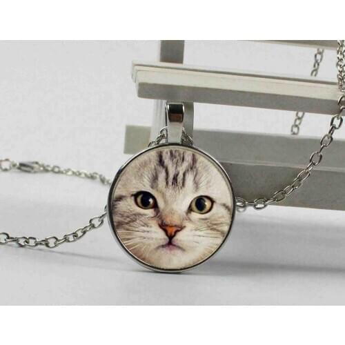 3 colors cute kawaii crystal glass pendant cat necklace vintage gift jewelry found